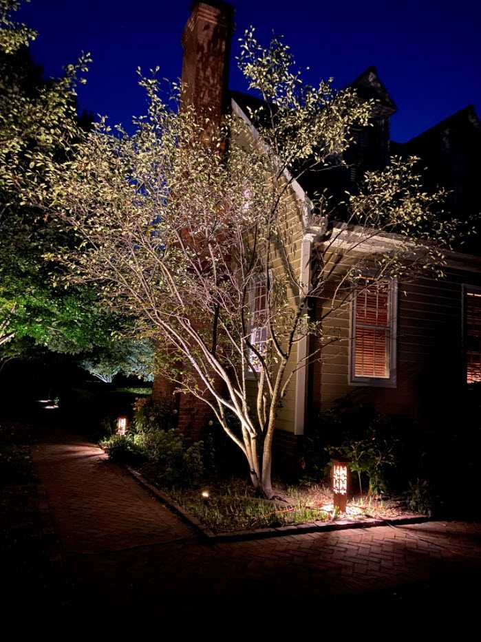 outdoor home lighting by twilight
