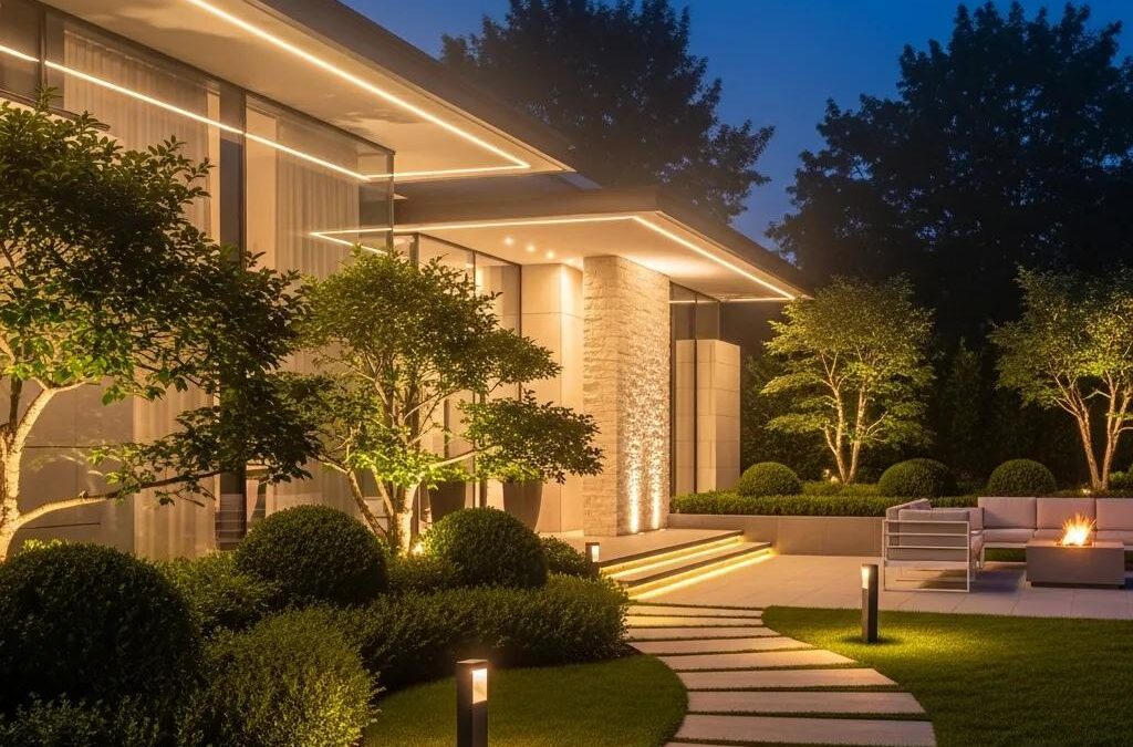 Twilight Solutions | Illuminate Your Home: Outdoor Lighting Design for Impact Outdoor lighting enhancing architecture and landscape with warm illumination