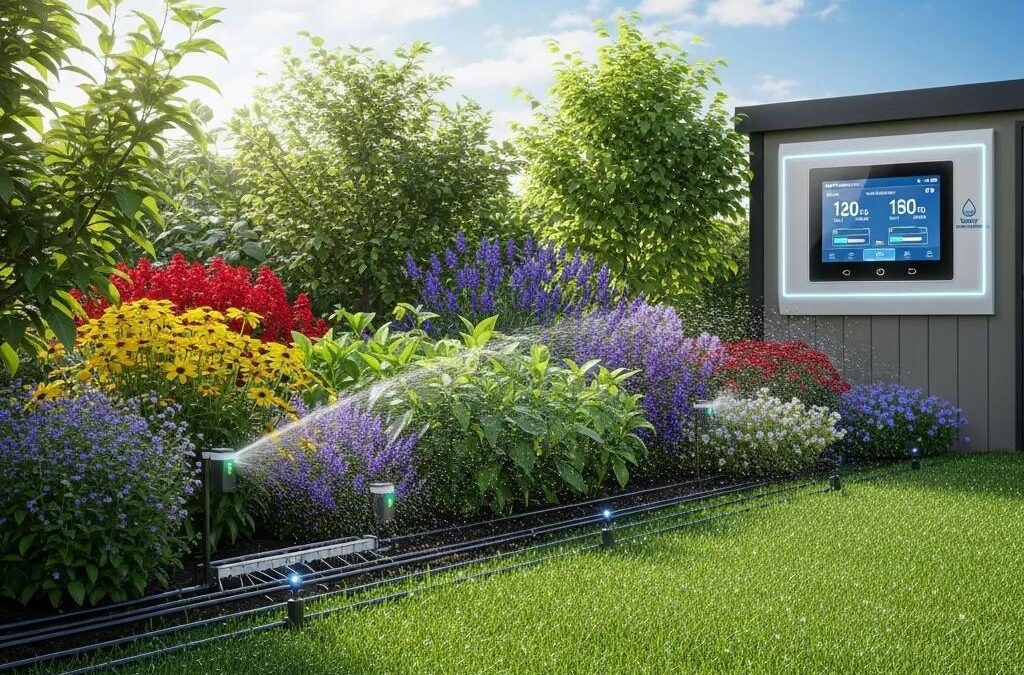 Smart irrigation system optimizing water usage in a lush landscape