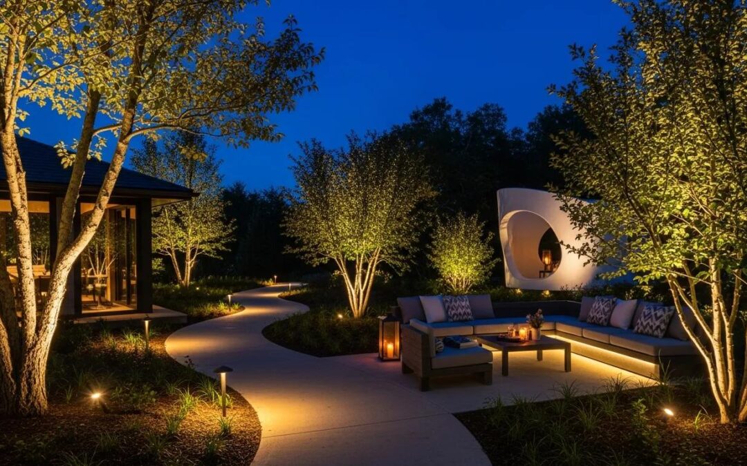 Twilight Solutions | Transform Your Outdoors: Expert Lighting Design in Wisconsin Outdoor space with layered lighting showcasing ambient, task, and accent lights